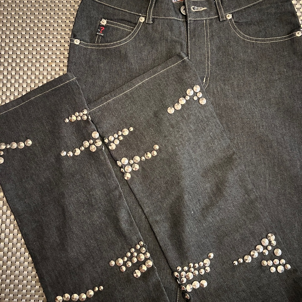 GUESS silver flat stud Embellished Black Jeans